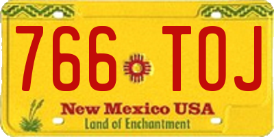 NM license plate 766TOJ