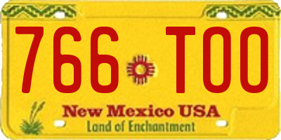 NM license plate 766TOO
