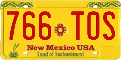 NM license plate 766TOS