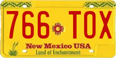 NM license plate 766TOX