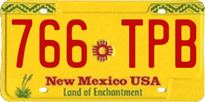 NM license plate 766TPB