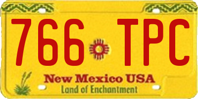 NM license plate 766TPC