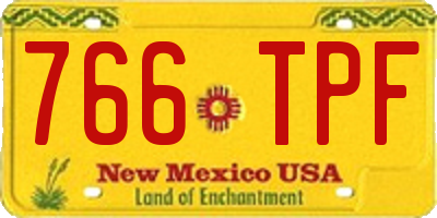 NM license plate 766TPF