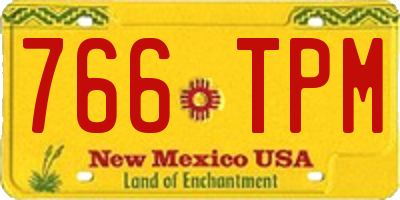NM license plate 766TPM