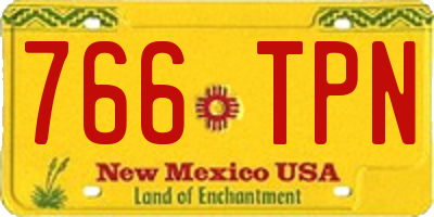 NM license plate 766TPN