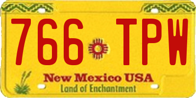 NM license plate 766TPW