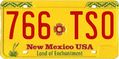 NM license plate 766TSO
