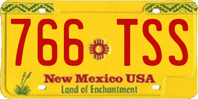 NM license plate 766TSS