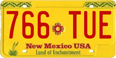 NM license plate 766TUE