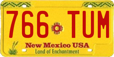 NM license plate 766TUM