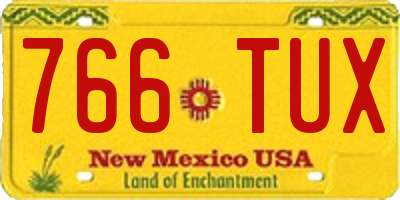 NM license plate 766TUX