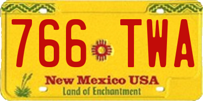 NM license plate 766TWA