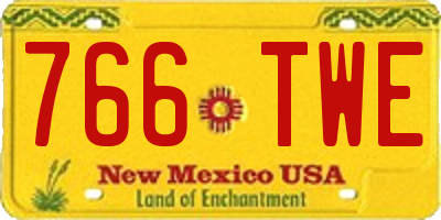 NM license plate 766TWE