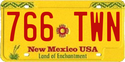 NM license plate 766TWN