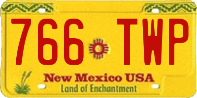 NM license plate 766TWP