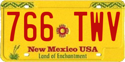 NM license plate 766TWV