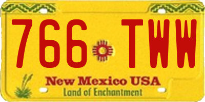 NM license plate 766TWW