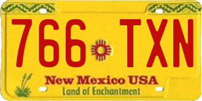 NM license plate 766TXN
