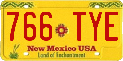 NM license plate 766TYE