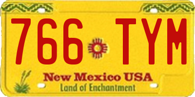 NM license plate 766TYM