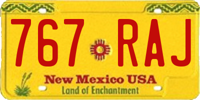 NM license plate 767RAJ