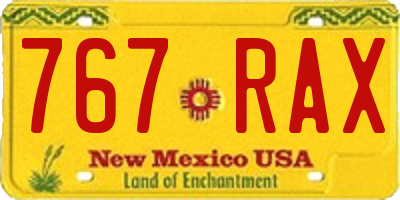 NM license plate 767RAX