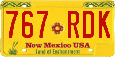 NM license plate 767RDK