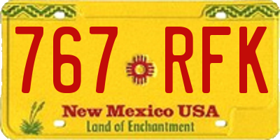 NM license plate 767RFK