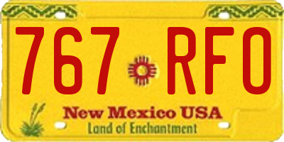 NM license plate 767RFO