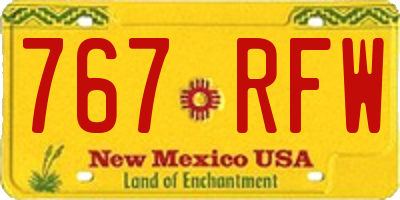 NM license plate 767RFW