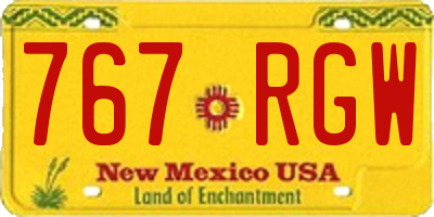 NM license plate 767RGW