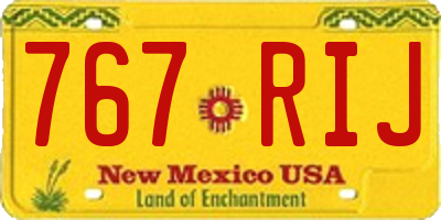 NM license plate 767RIJ
