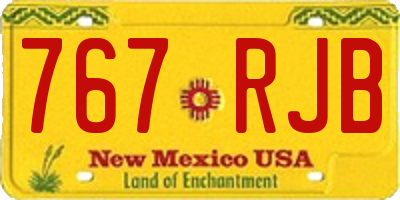 NM license plate 767RJB