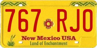 NM license plate 767RJO