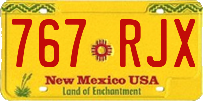 NM license plate 767RJX