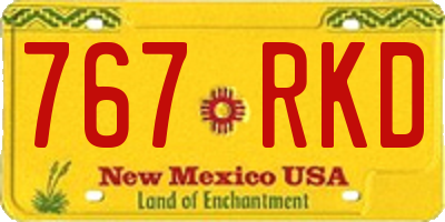 NM license plate 767RKD