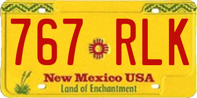 NM license plate 767RLK