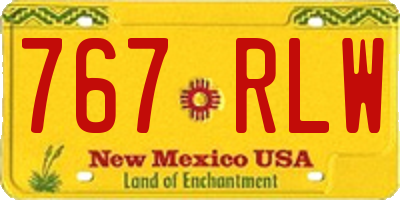 NM license plate 767RLW