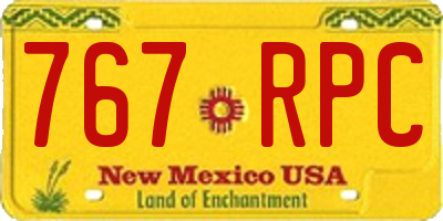 NM license plate 767RPC