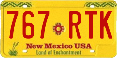 NM license plate 767RTK