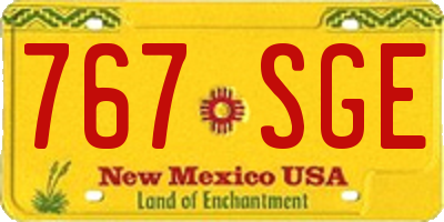 NM license plate 767SGE