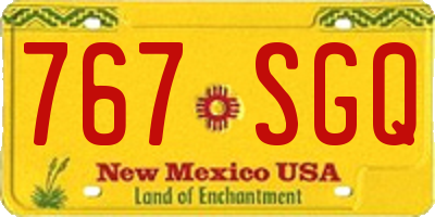 NM license plate 767SGQ