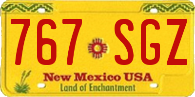 NM license plate 767SGZ
