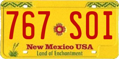 NM license plate 767SOI