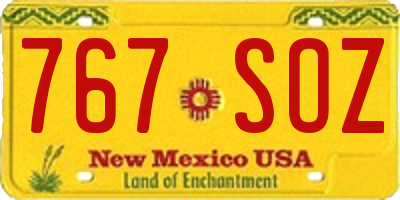 NM license plate 767SOZ