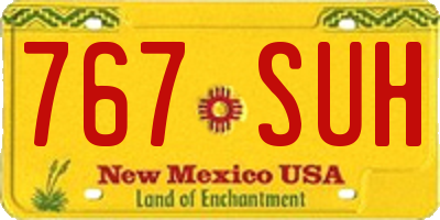 NM license plate 767SUH