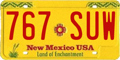 NM license plate 767SUW