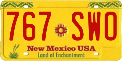 NM license plate 767SWO