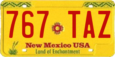 NM license plate 767TAZ
