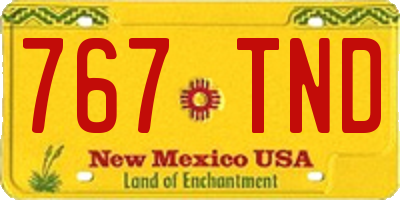 NM license plate 767TND